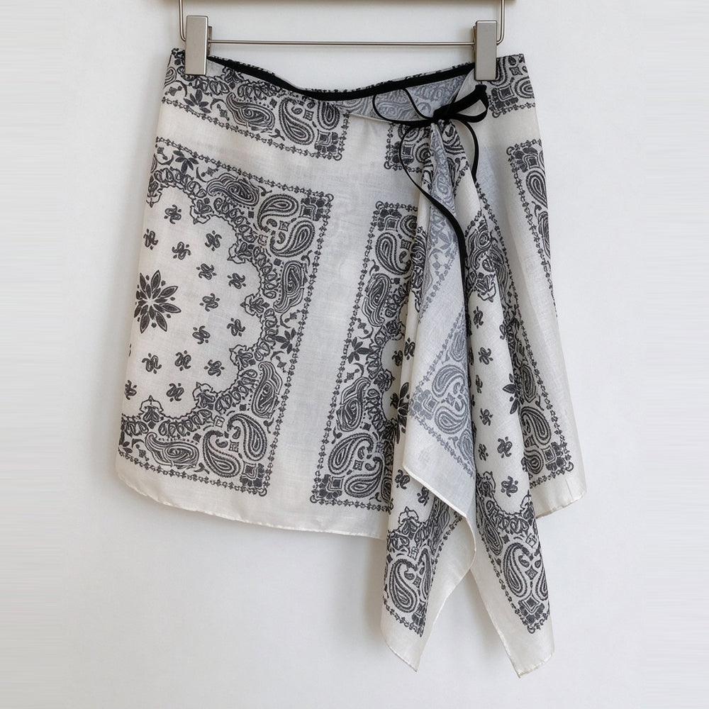 Retro Floral Print Asymmetrical Tie Waist Hip Scarf 6W1SL44