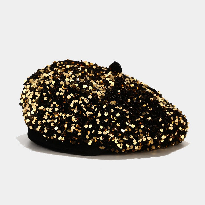 Glitter Sequin Beret Hat - DippedShop Wholesale - #2835