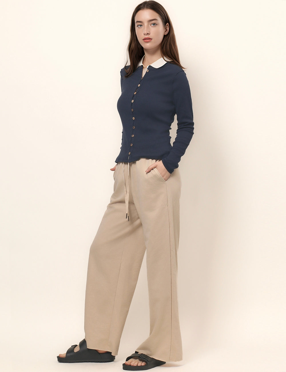 Solid Color Loose Casual Drawstring Pants DPP4842