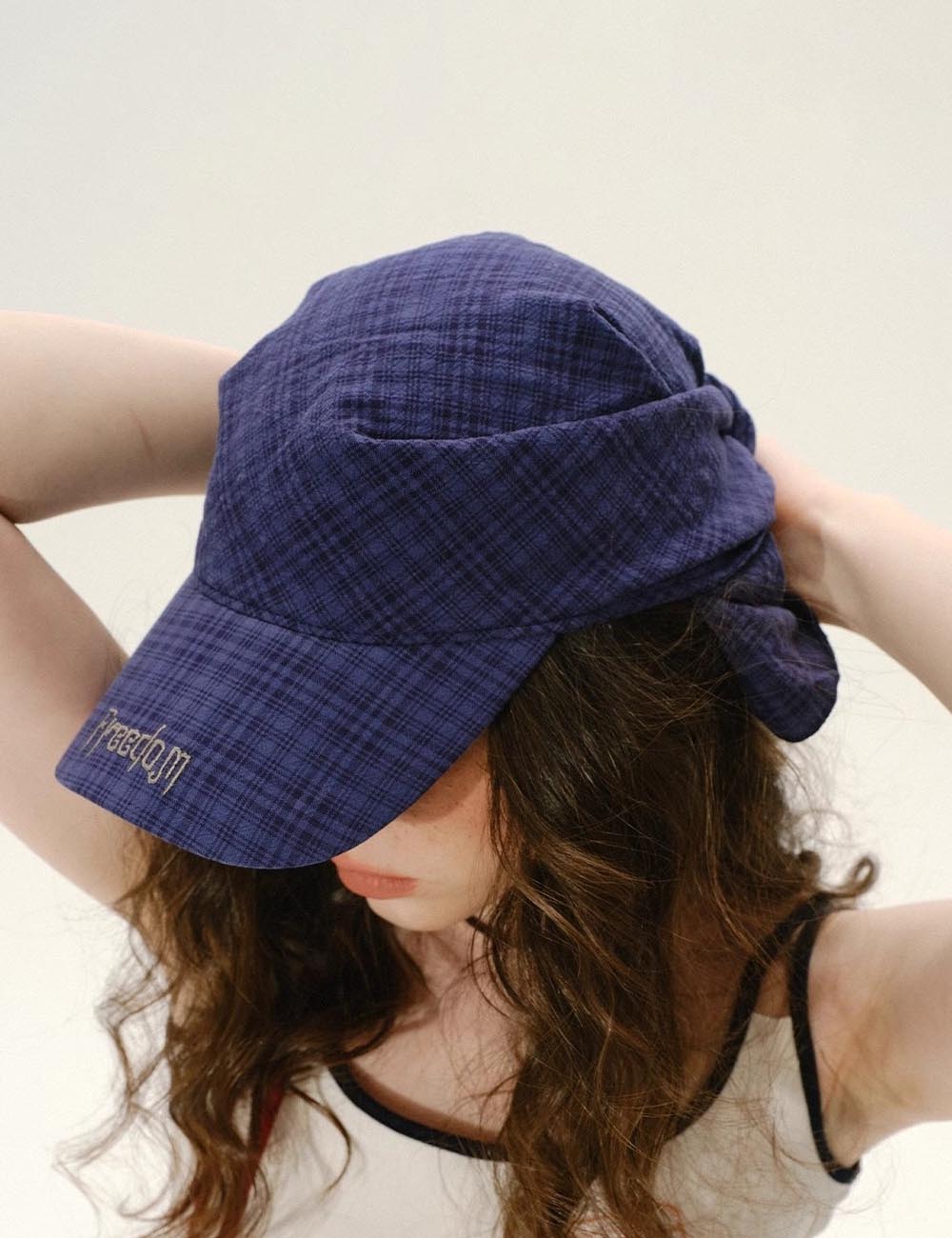 Vintage Letter Embroidery Plaid Scarf Baseball Cap 8BK6HAT186L