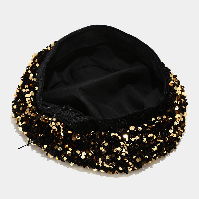 Glitter Sequin Beret Hat - DippedShop Wholesale - #6051