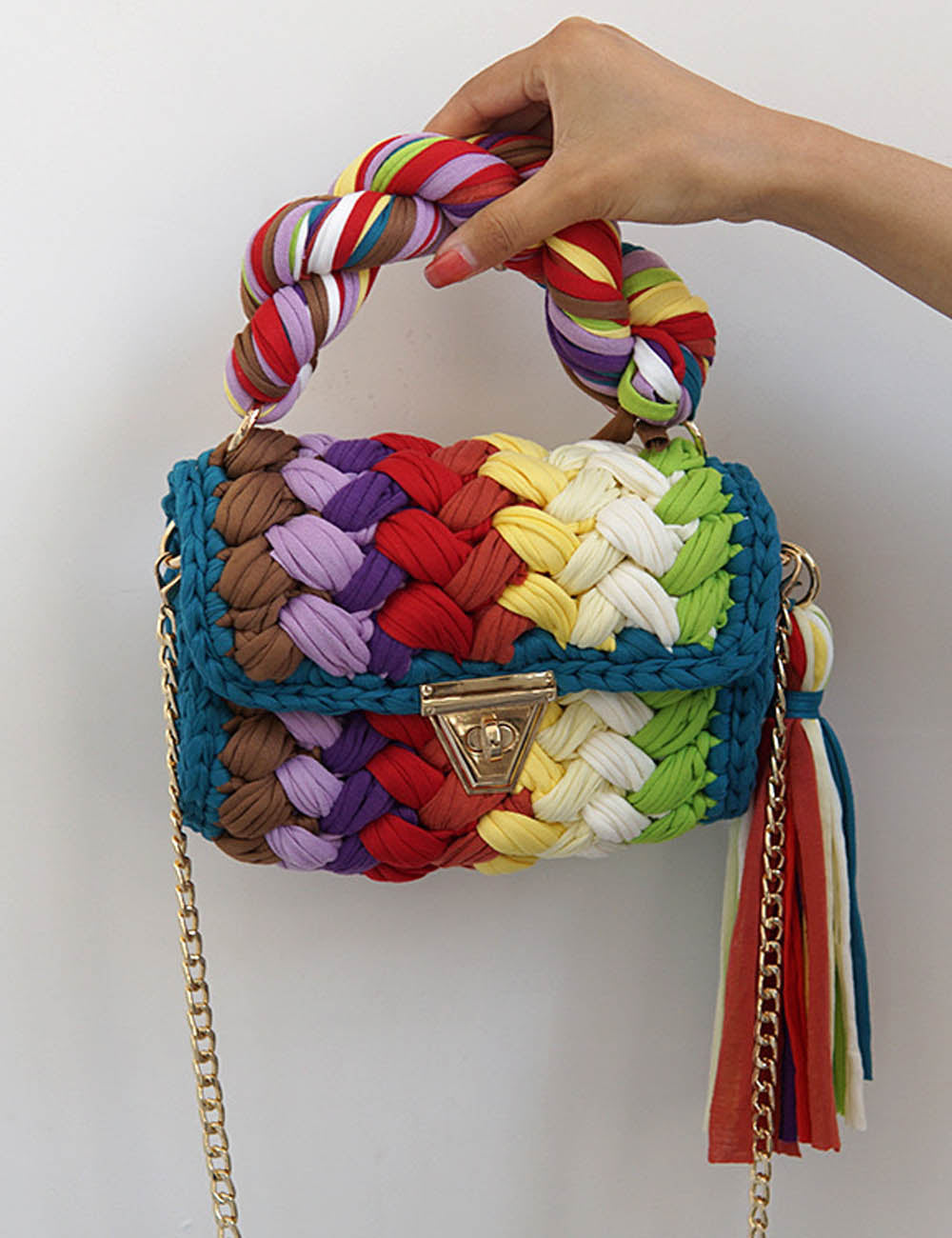 Chunky Crochet Crossbody Bag - DippedShop Wholesale - #0083