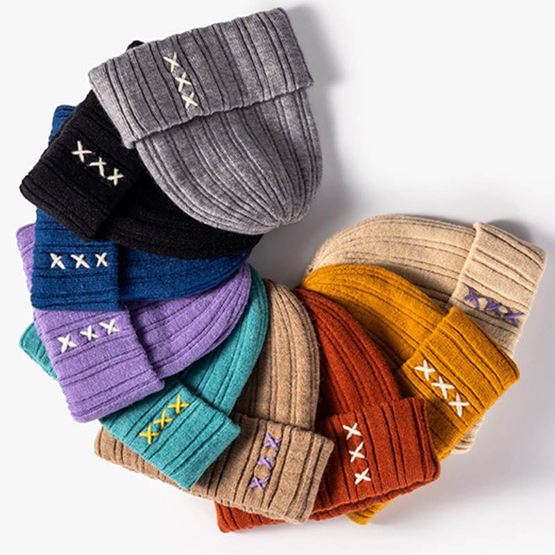 Casual Solid Color Chunky Ribbed Knit Beanie DP25H701