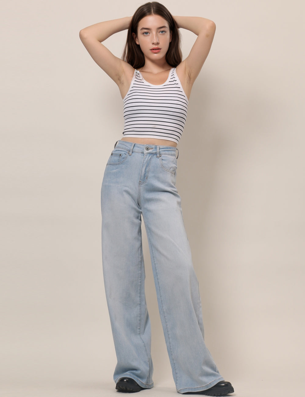 Vintage Wide Leg Denim Pant Distressed Jeans DPP4821