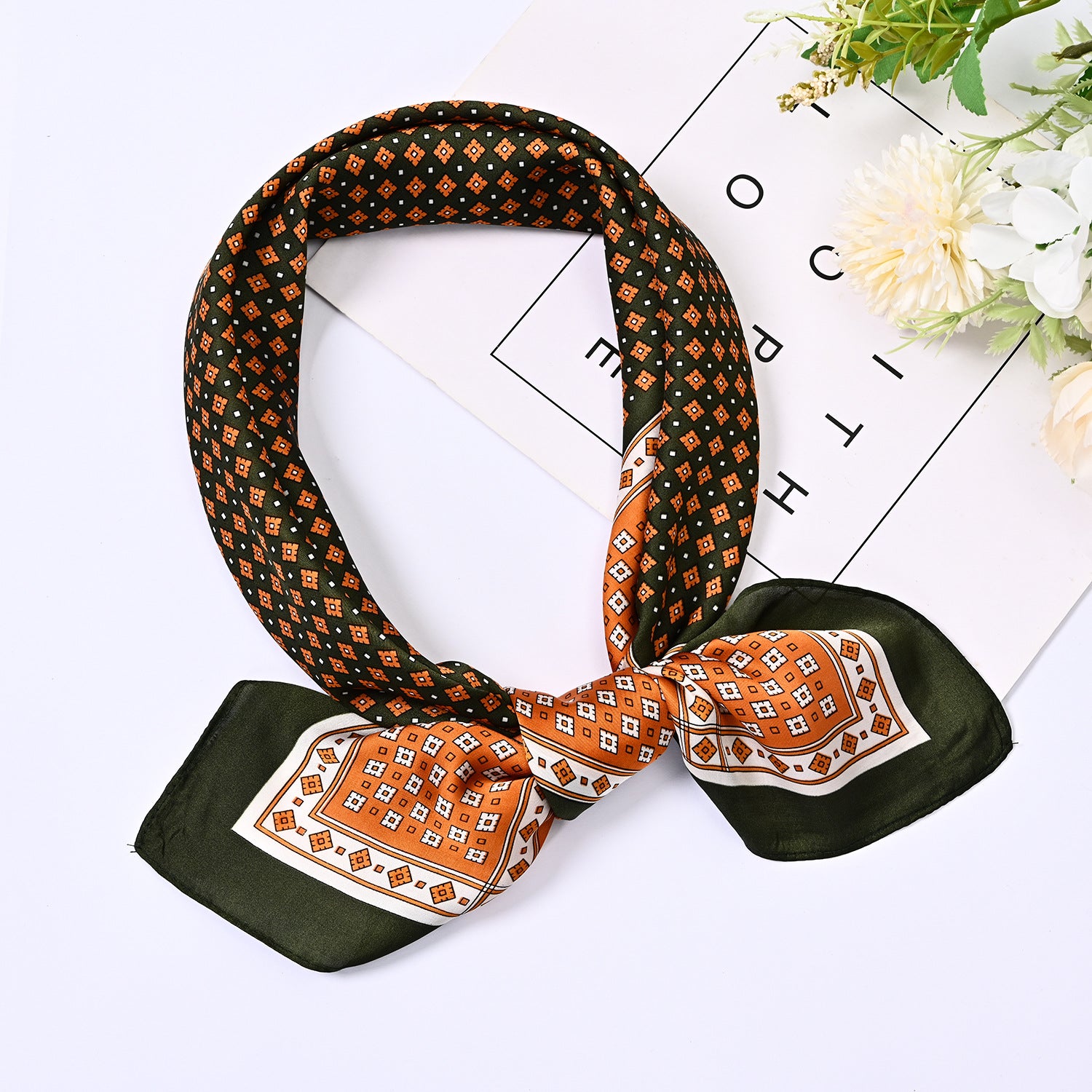 Vintage Geometry Print Silk Scarf 6W6NSI217