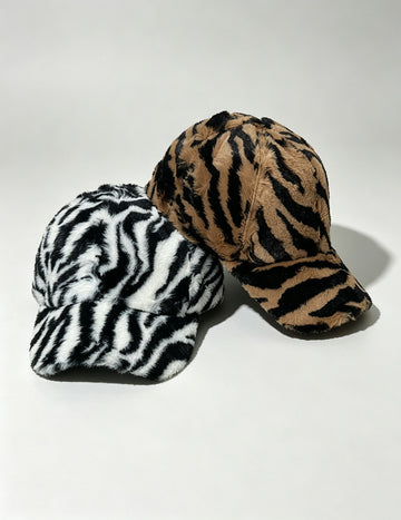 Vintage Leopard Print Faux Fur Baseball Cap 6W6HAT820