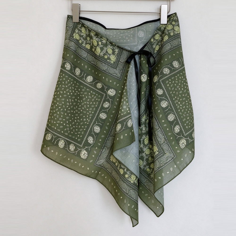 Retro Floral Print Asymmetrical Tie Waist Hip Scarf 6W1SL44