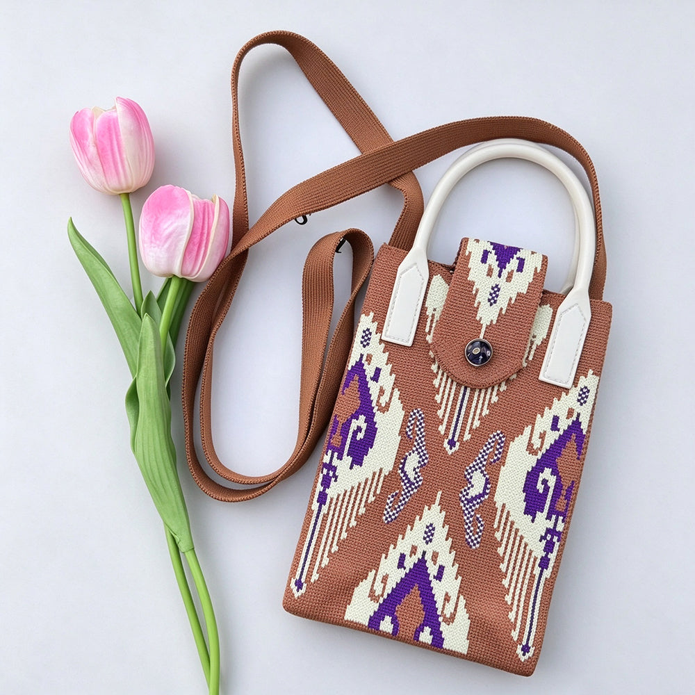 Boho Floral Print Knit Crossbody - DippedShop Wholesale - #8355