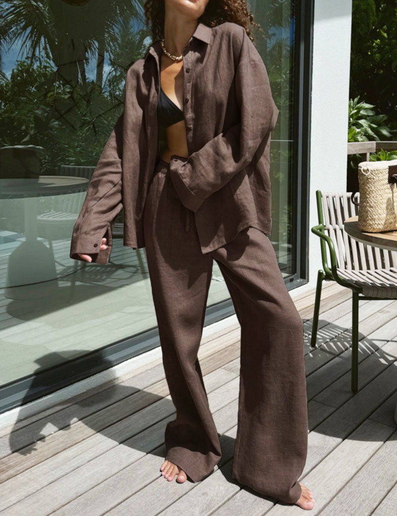 Solid Casual Shirt Pant Set - DippedShop Wholesale - #5619