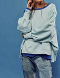 Solid Round Neck Split Hoodie - DippedShop Wholesale - #7987