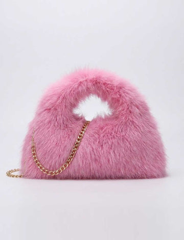 Solid Color Soft Fluffy Fur Tote Handbag DP25H580
