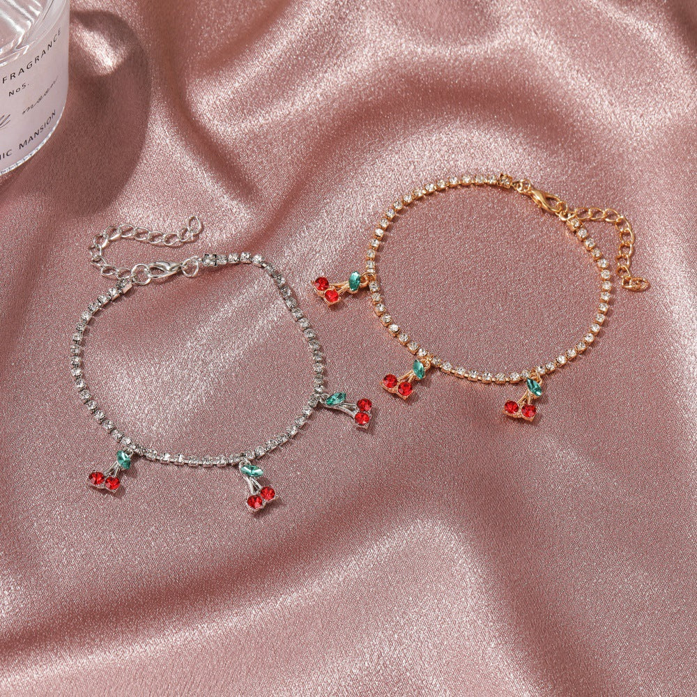 Cherry Rhinestone Sweet Anklet DPJA25