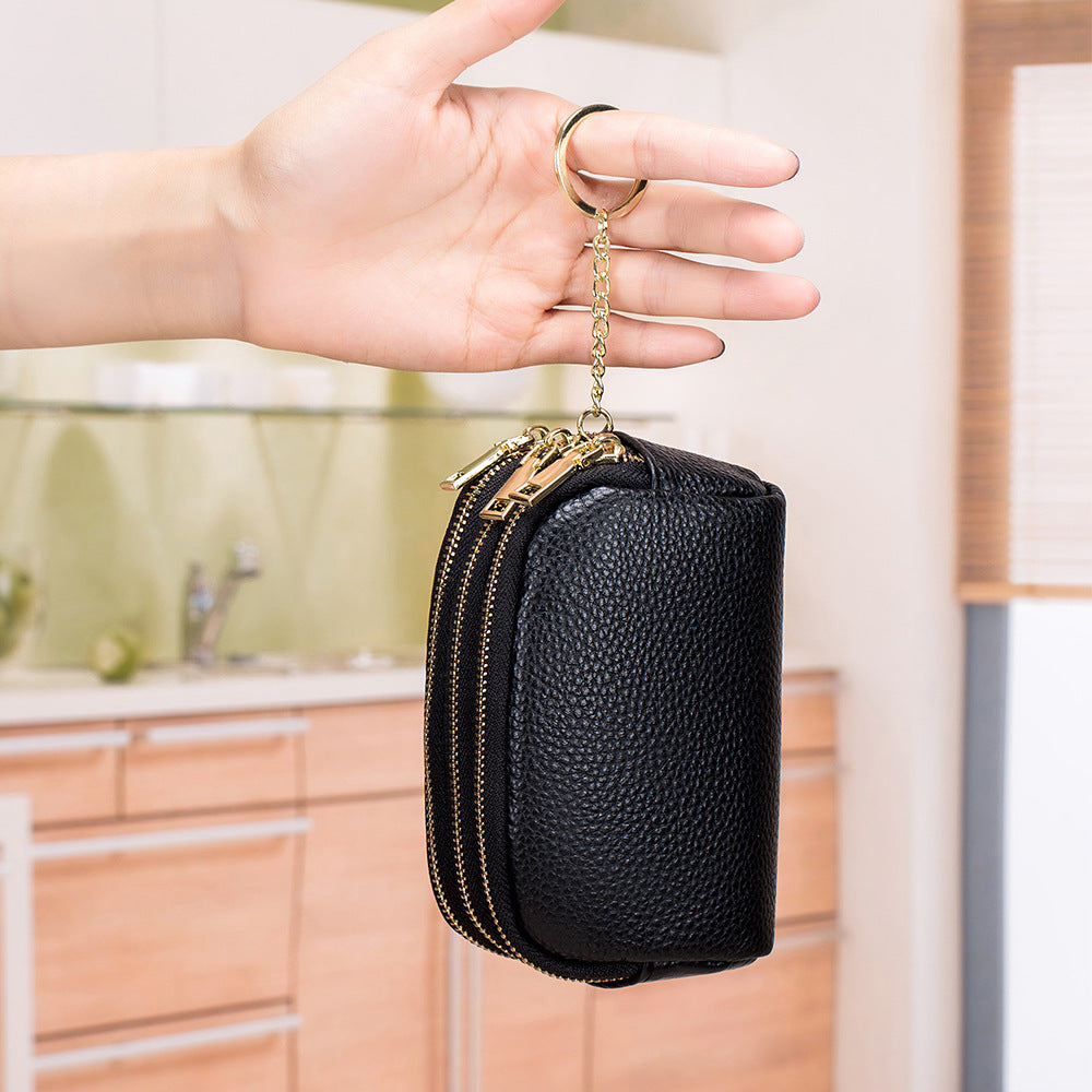 Cute Double Zipper Mini Leather Coin Purse 6W10BWB302