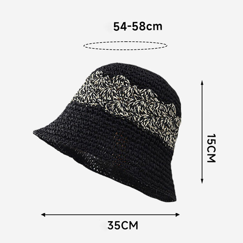 Hollow Woven Straw Bucket Hat - DippedShop Wholesale - #3459