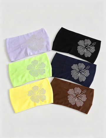 Rhinestone Floral Wide Headband - DippedShop Wholesale - #3891