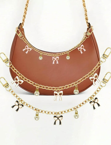 Elegant Bow Knot Pearl Chain Bag Charm DP25H622