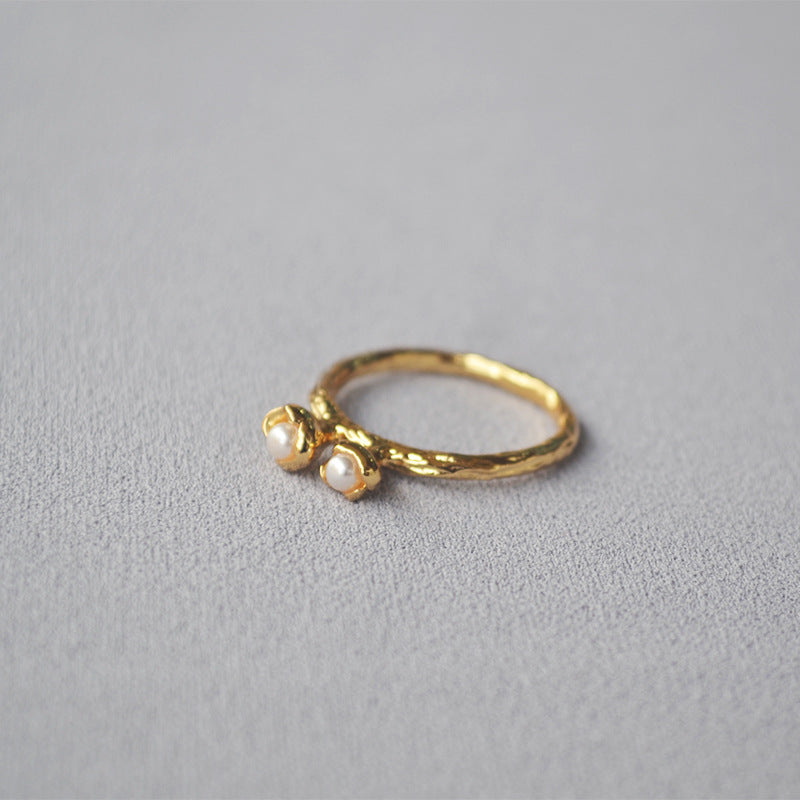 Double Bud Pearl Ring - DippedShop Wholesale - #2771