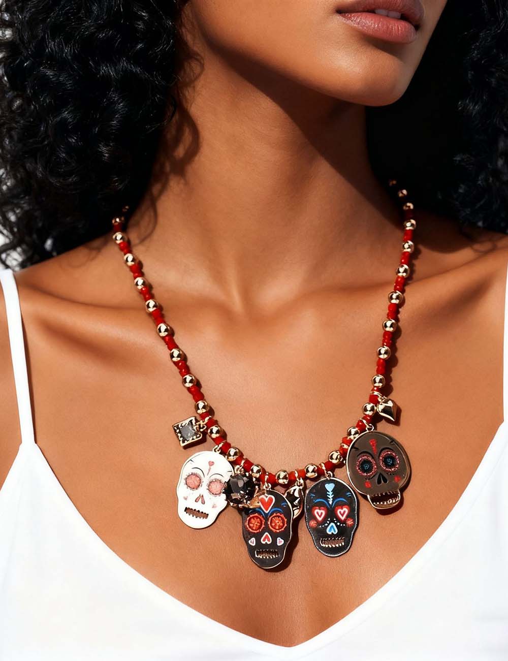 Halloween Layered Metal Ghost Pendant Necklace DP25G426