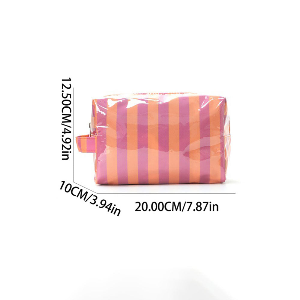 Simple Color Block Striped PVC Cosmetic Bag MK2BLW6C5CO07