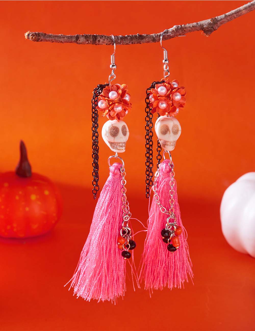 Funny Halloween Skeleton Tassel Drop Earrings DP25G508