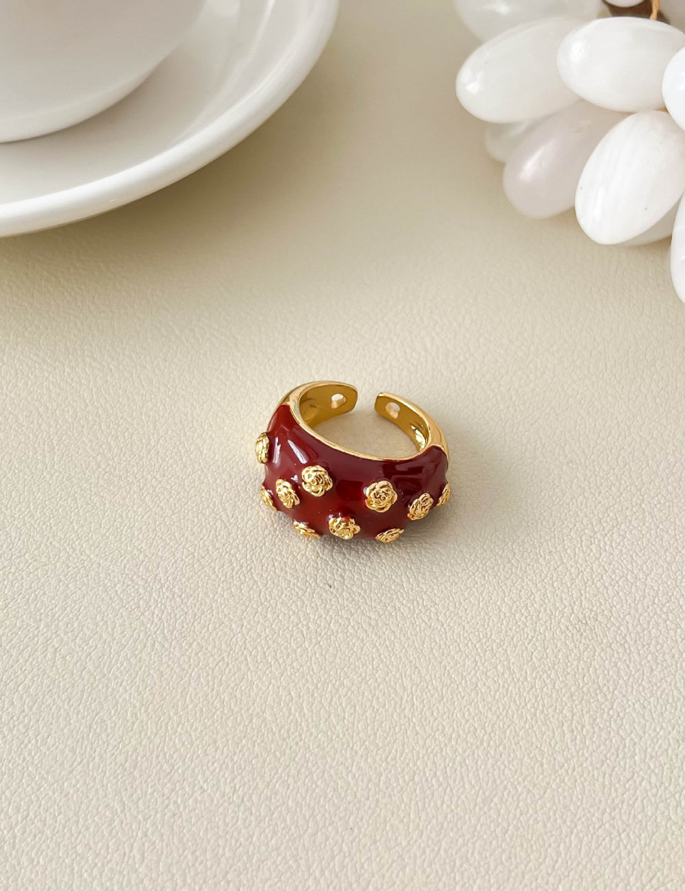 Stylish Gold Plated Rose Motif - DippedShop Wholesale - #7363