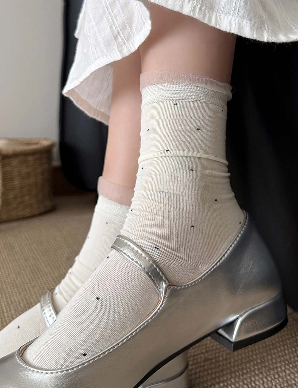 Elegant Lace Polka Dot Socks - DippedShop Wholesale - #0563