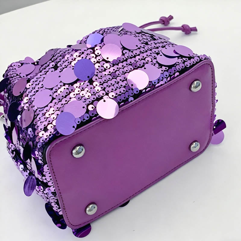Flower Embroidery Sequin Bucket Bag - DippedShop Wholesale - #1011