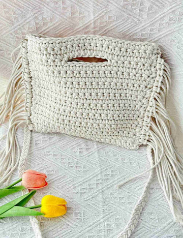 Hand-Woven Tassel Handbag - DippedShop Wholesale - #3123