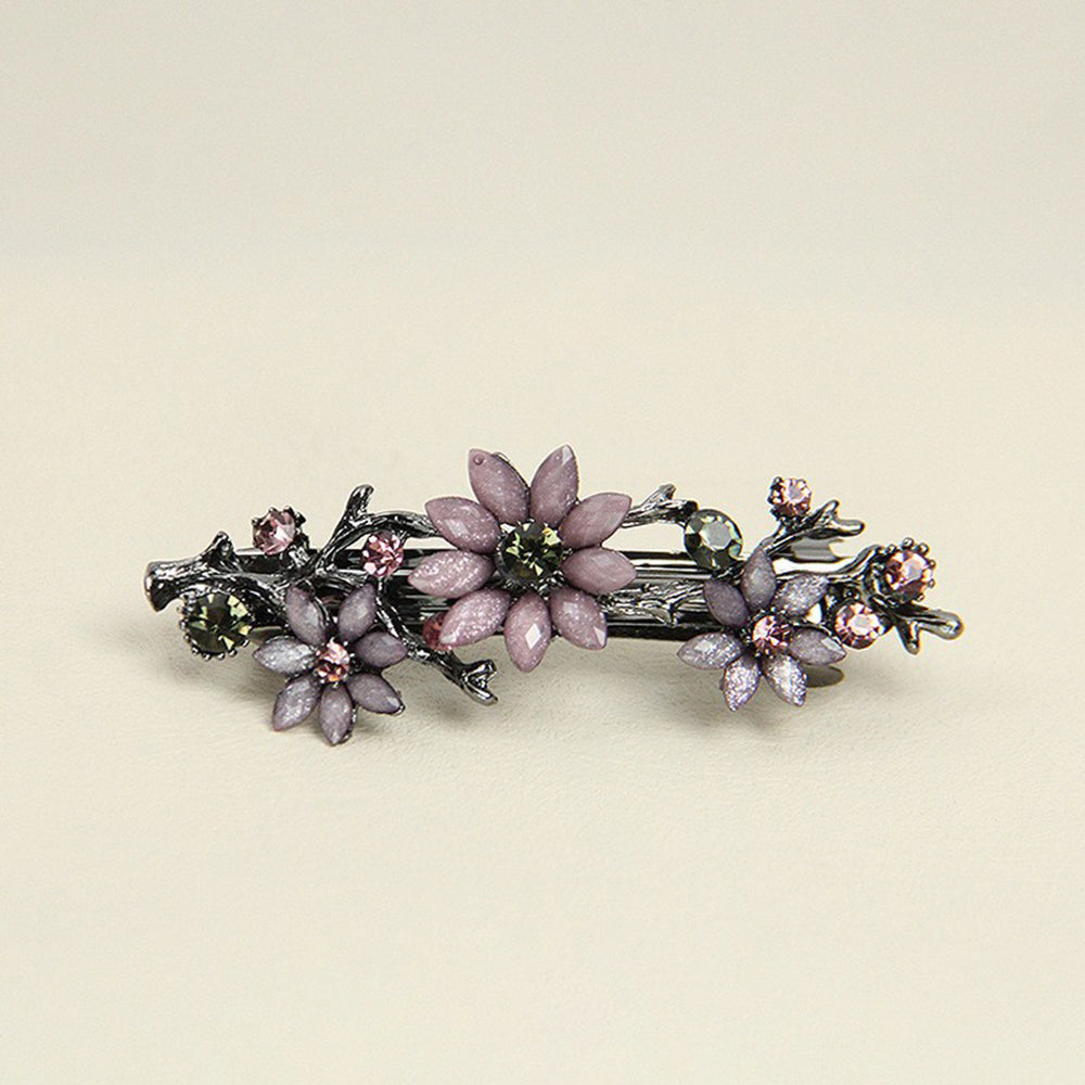 Rhinestone Flower Hair Barrette - DippedShop Wholesale - #1939