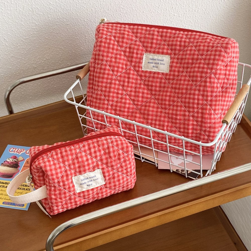 Plaid Simple Color Block Make Up Bag DP25A556