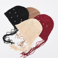 Vintage Pearl Tassel Hollow Out Crochet Beanie Hat MK2CK6W6HAT57