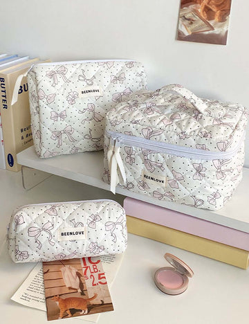 Trendy Print Quilted Large Capacity Makeup Bag DP25H572