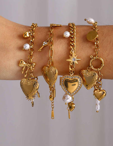Minimalist Heart Pendants Tassel Chain Bracelet  DP25F813