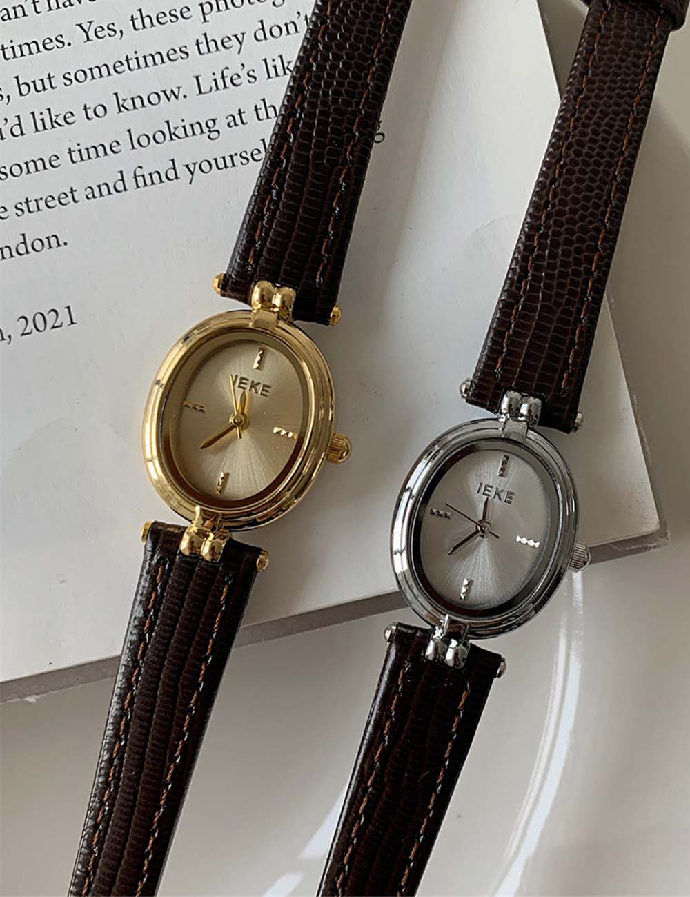 Oval Dial Leather Watch - DippedShop Wholesale - #0323
