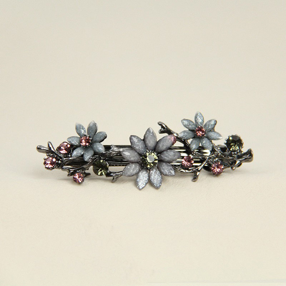 Rhinestone Flower Hair Barrette - DippedShop Wholesale - #4707