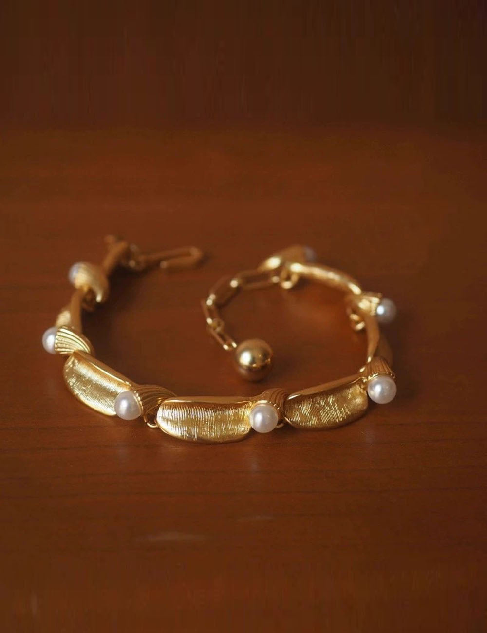Vintage Gold Pearl Bracelet - DippedShop Wholesale - #0851
