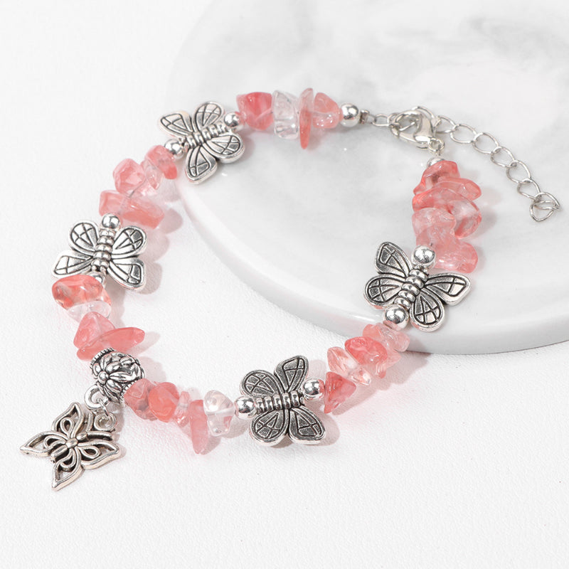 Irregular Stone Metal Butterfly Beaded Bracelets DPJB1114