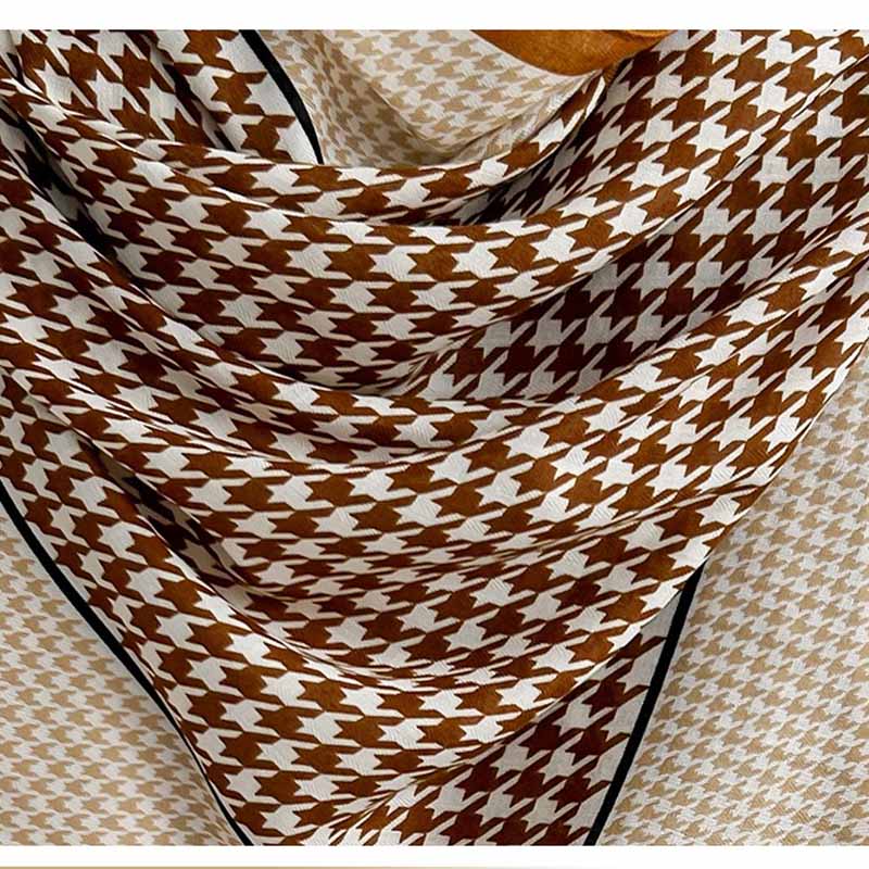Color Block Plaid Silk Scarf - DippedShop Wholesale - #1571