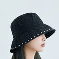 Elegant Pearl Lace Wide Brim Bucket Hat 8BK6HAT167T
