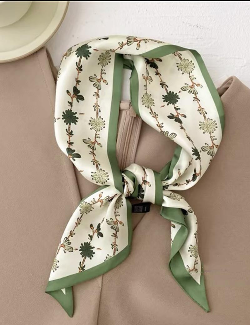 Vintage Houndstooth Long Satin Scarf DP25G412