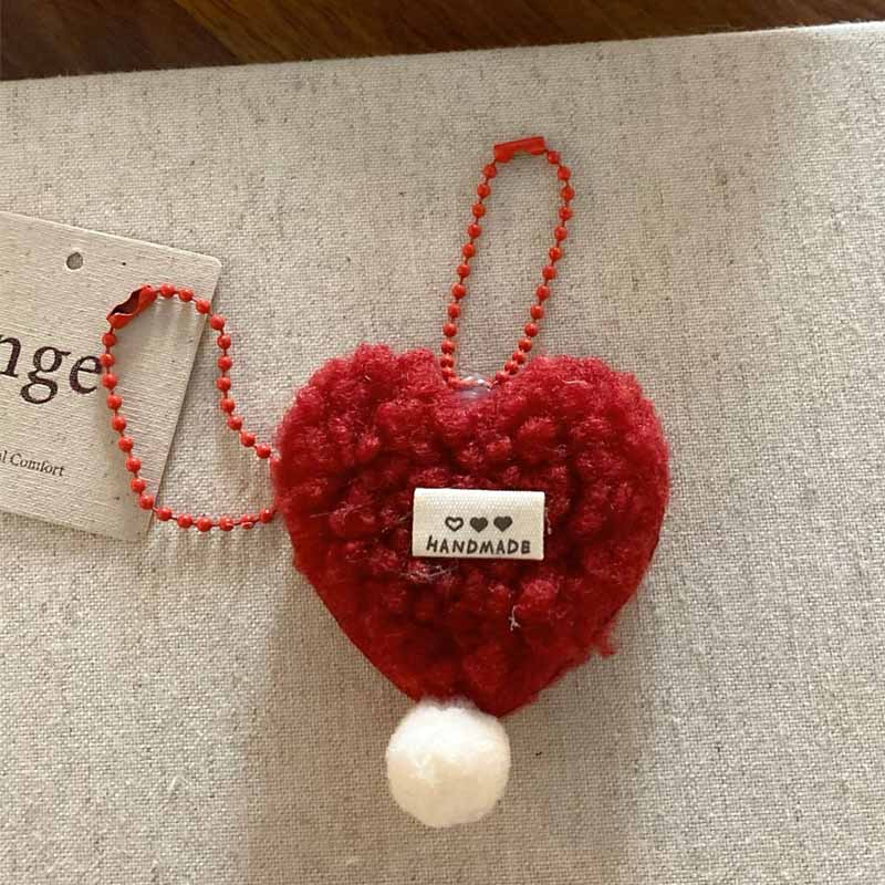Cute Fuzzy Heart Pendants Beaded Bag Charms DP25F585
