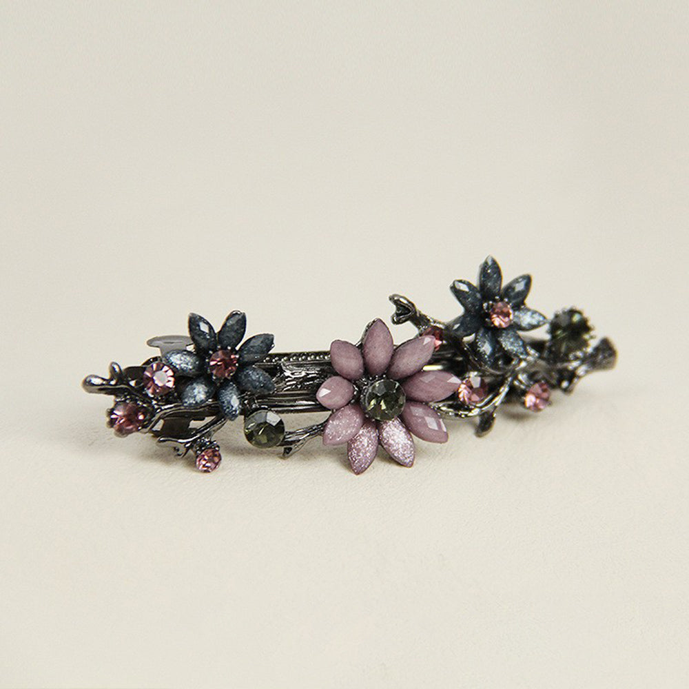 Rhinestone Flower Hair Barrette - DippedShop Wholesale - #7475