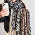Vintage Zebra Leopard Print Long Silk Scarf 6W6NSC226