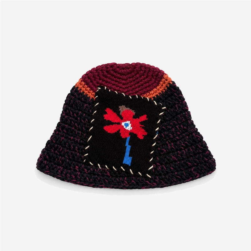 Color Block Splice Floral Jacquard Bucket Hat 6W6HAT634