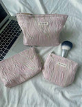 Minimalist Color Block Embossed Travel Makeup Bag MK2BW6W10BOB391