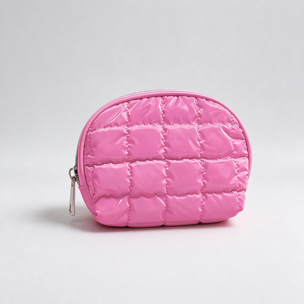Minimalist Solid Color Quilt Shell Cosmetic Bag 6C5CO271