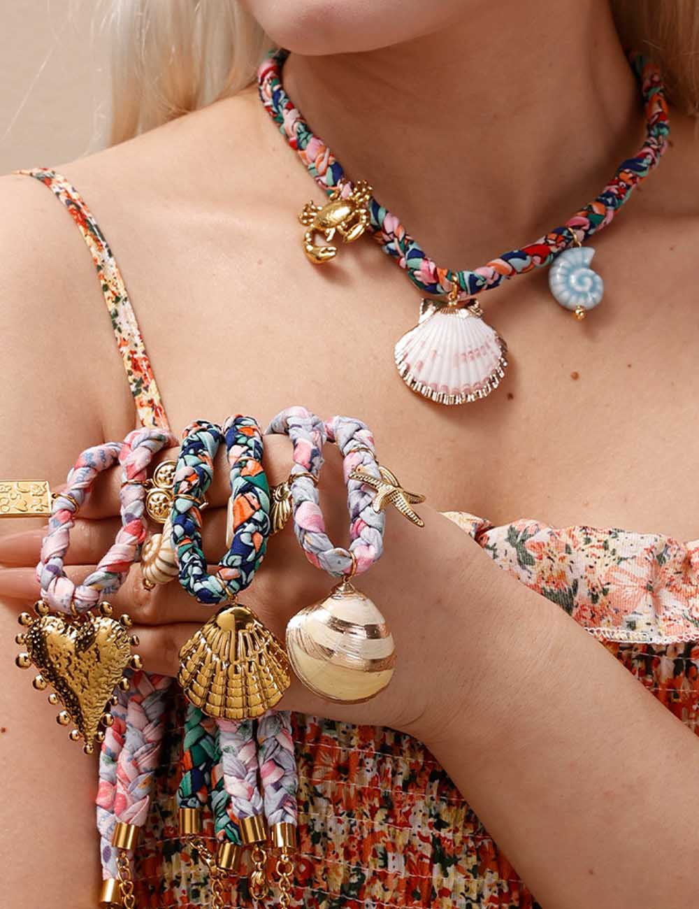 Boho Shell Pendant Braided Cord Necklace DP25E815