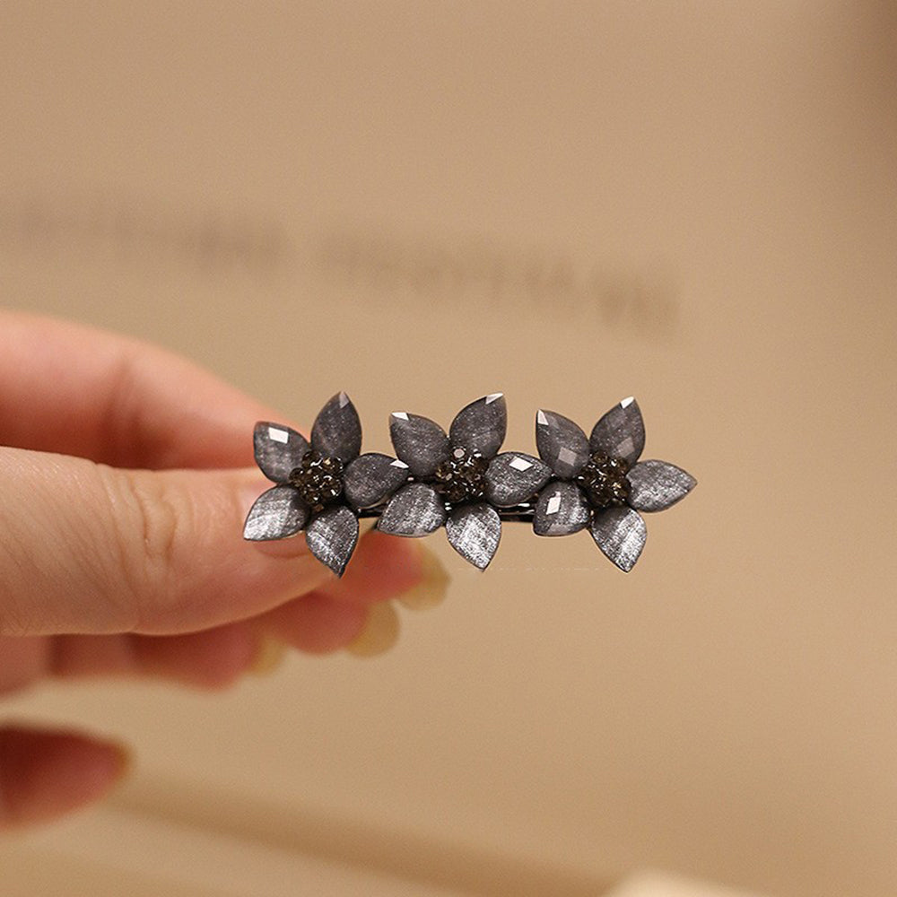 Rhinestone Flower Hair Barrette - DippedShop Wholesale - #0243