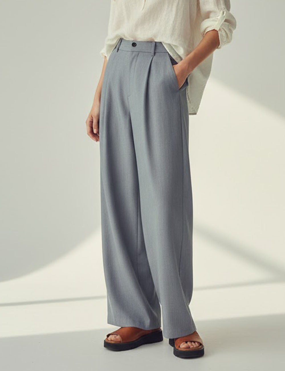 Casual High Waisted Pleated Loose Dress Pants DP25G769
