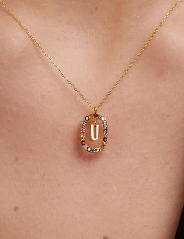 Colorful CZ Letter Pendant - DippedShop Wholesale - #9779